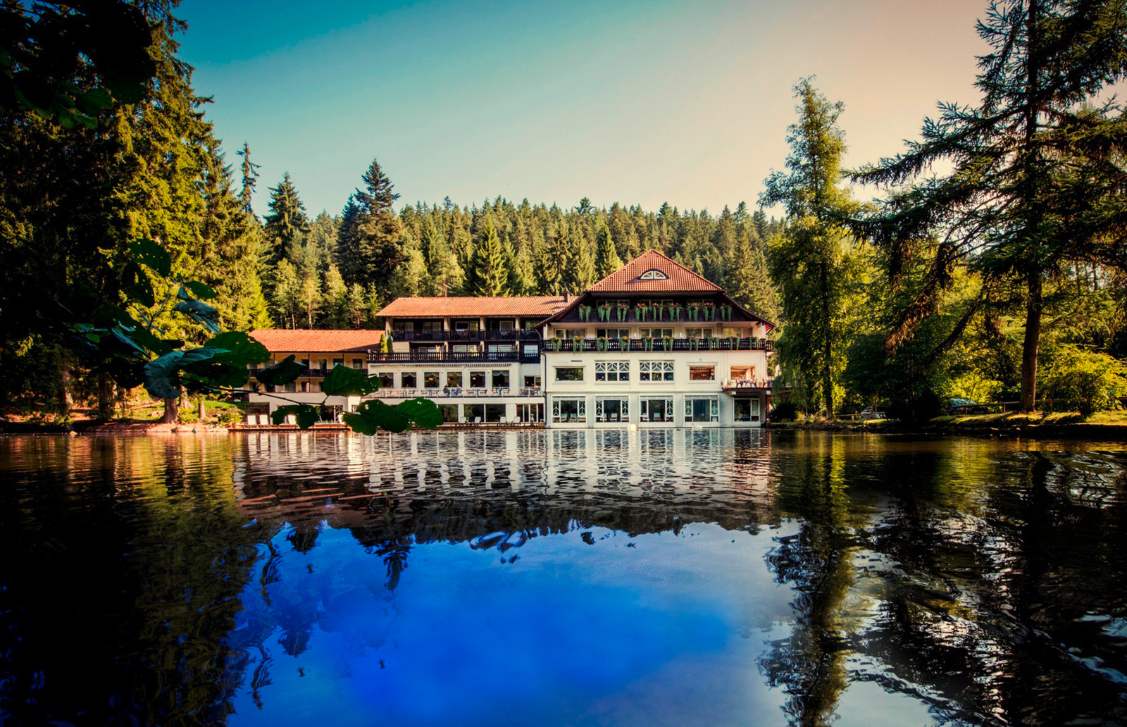 Hotelansicht vom See - Hotel Langenwaldsee, Freudenstadt